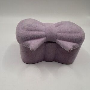 Purple Velvet Bow Shaped Ceramic Trinket  Box